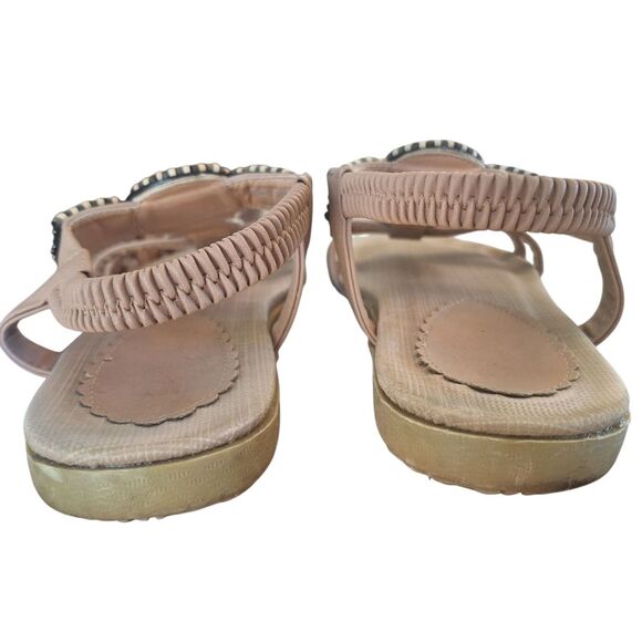 Siketu STONE-EMBELLISHED Flat Sandal Beaded Boho T-strap size US 7 EU 38 - Picture 7 of 9